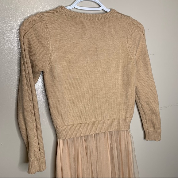 Soft Cable Knit Sweater Dress With Tulle Skirt - Picture 5 of 7